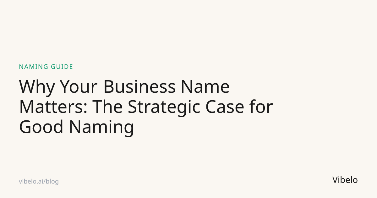 Why Your Business Name Matters: The Strategic Case for Good Naming
